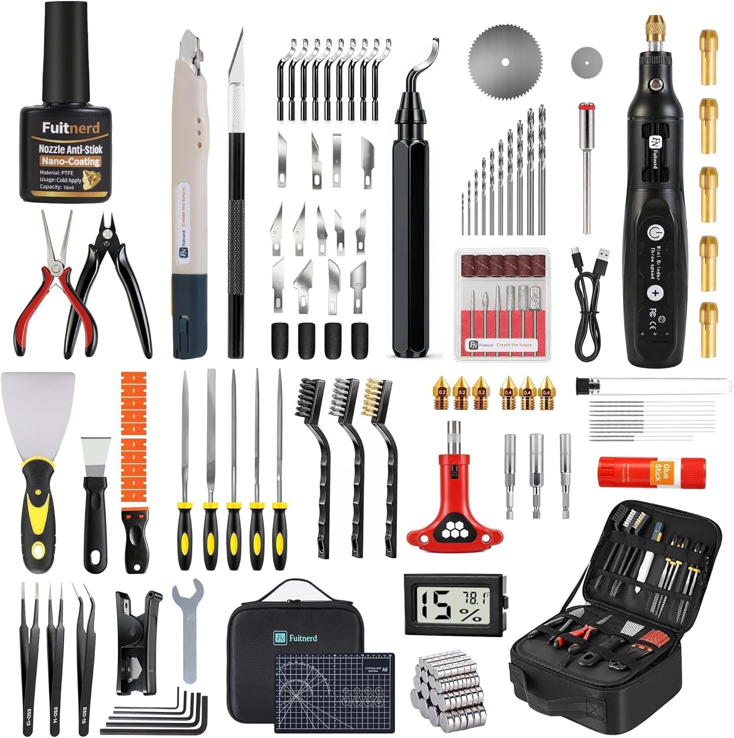 141-Piece 3D Printer Toolkit with Rotary Sander