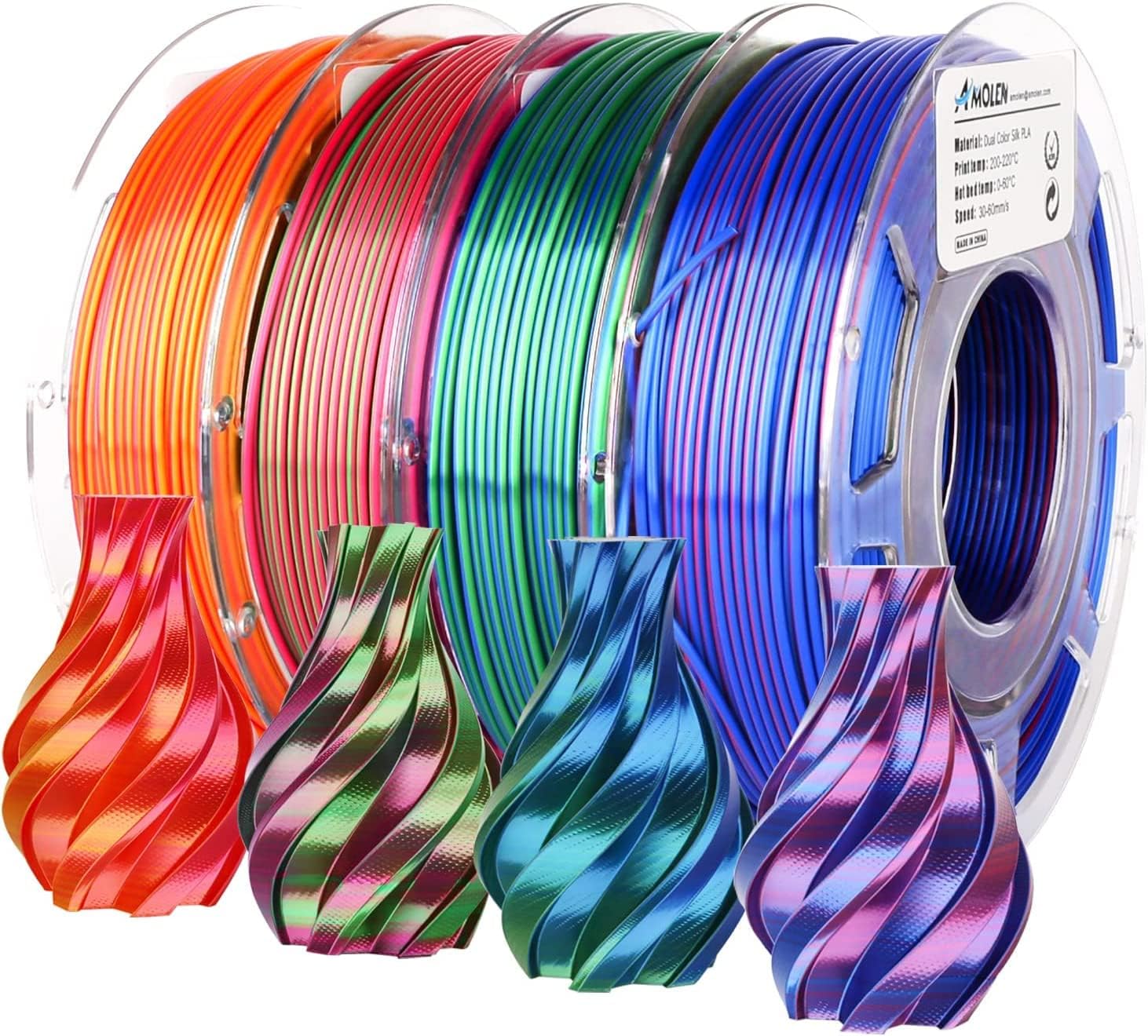 AMOLEN Silk PLA Dual-Color Filament Bundle
