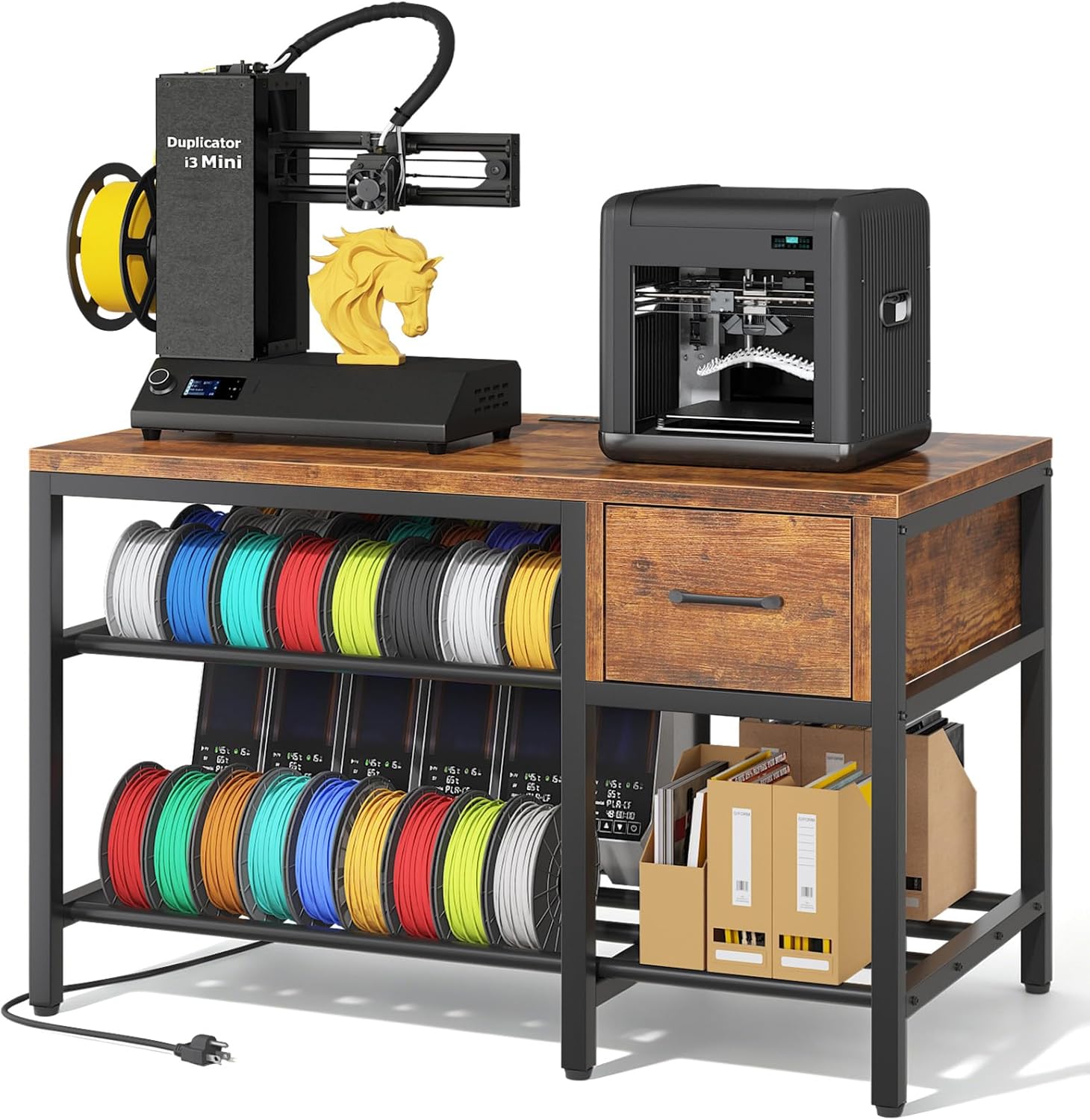 3D Printer Stand with Filament Storage and Power Hub